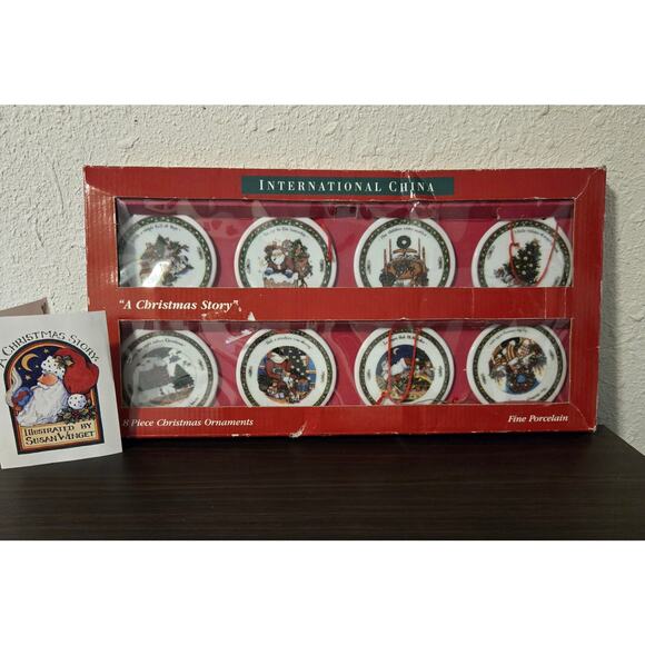 1996 INTERNATIONAL CHINA Fine Porcelain "A CHRISTMAS STORY" CHRISTMAS ORNAMENTS - Picture 1 of 4